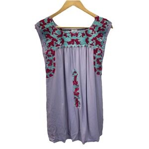 J.  Marie Purple Embroidered Tank‎ Top Size S Lined Boho Festival Lined Soft